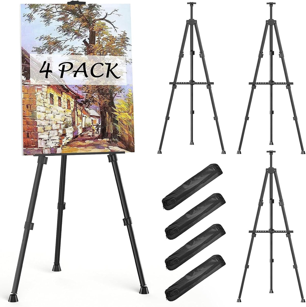 Easels for Painting Canvas, Aredy 66" Art Easel for Drawing, Portable Painting Easel Stand, Metal Table Top Easel (2 Pack)