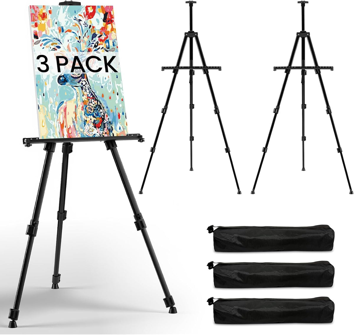 17-66 Inch Adjustable Art Easel Stand for Painting and Sign, Black